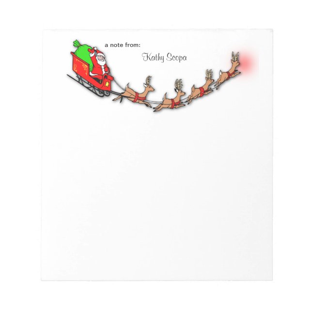 Flying Santa And Reindeer Notepad (Front)