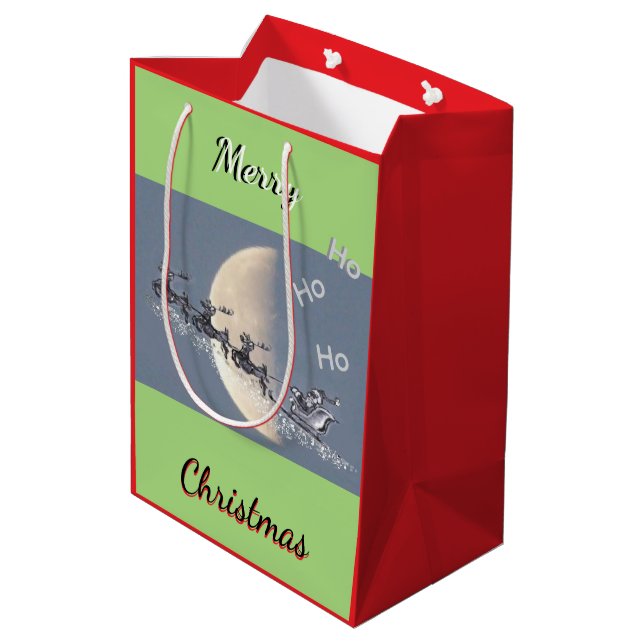 Flying Santa Christmas Gift Bag (Back Angled)