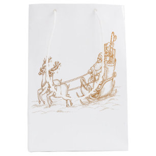 Flying Santa Christmas - Reindeer Medium Gift Bag