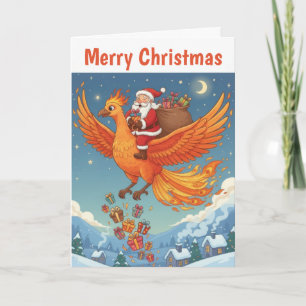 Flying Santa Claus Christmas Card