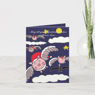 Flying Santa Pig Card
