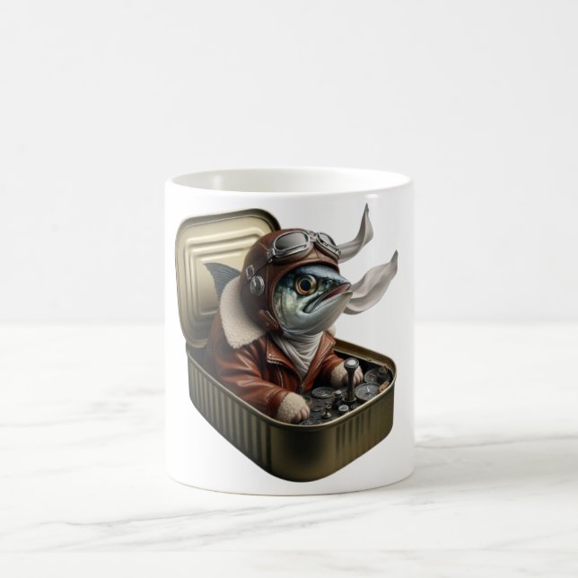  Flying Sardine Pilot Fish Funny Art Coffee Mug (Center)