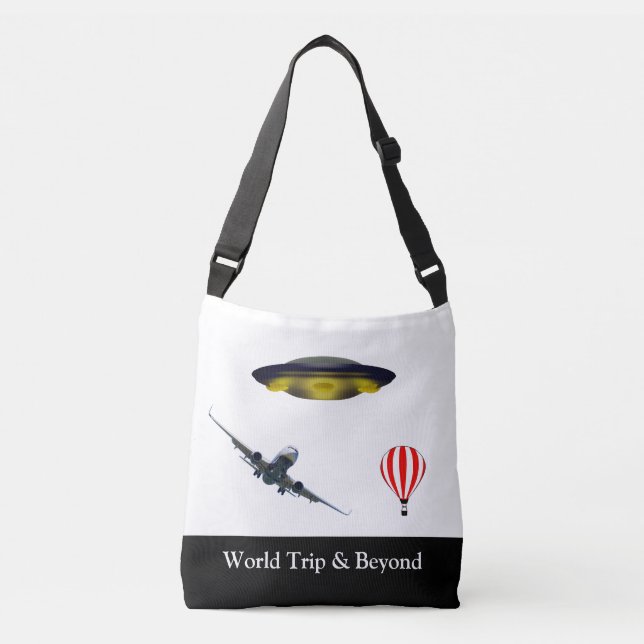 Flying saucer, aeroplane & hot air balloon crossbody bag (Front)