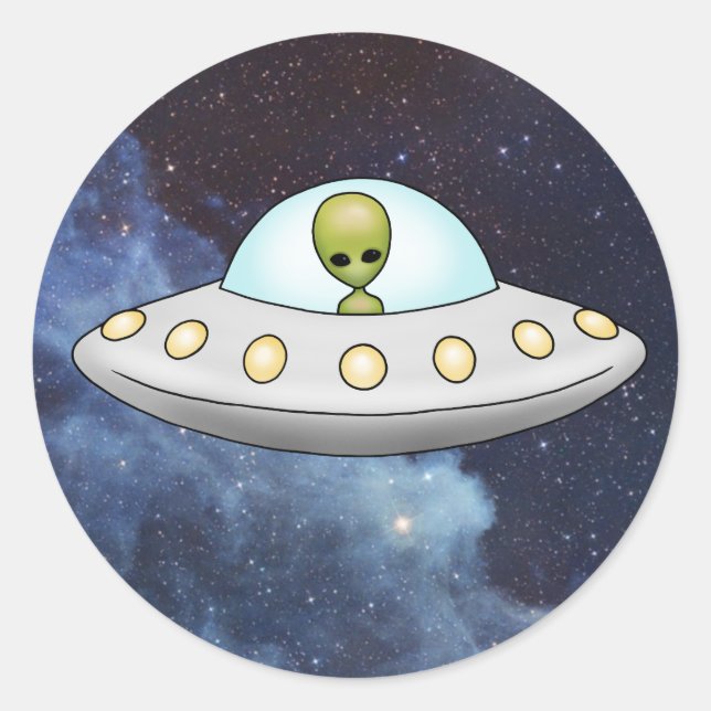 Flying Saucer Alien UFO Sticker (Front)