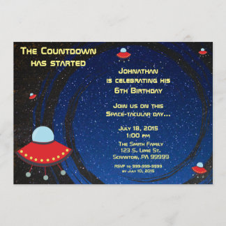 Flying Saucer Countdown Birthday Invitation
