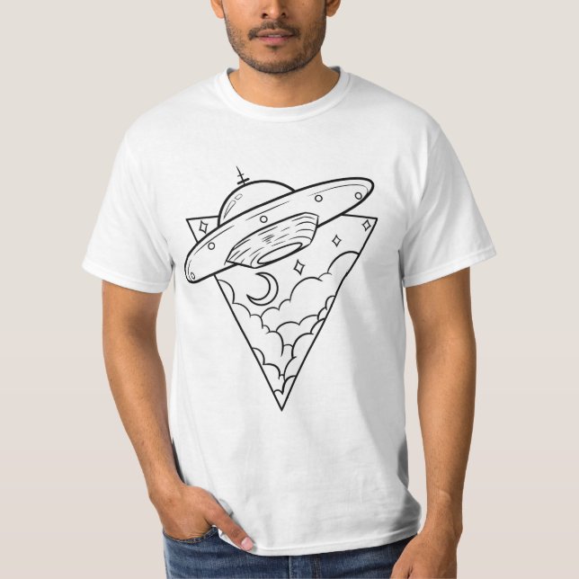 Flying saucer inside the white triangle: Funny🤩 T-Shirt (Front)