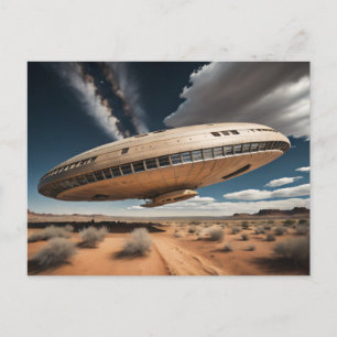 Flying Saucer Landing  Holiday Postcard