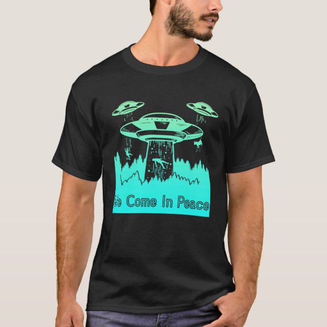 Flying Saucer UFO Astronauts are Aliens T-Shirt (Front)