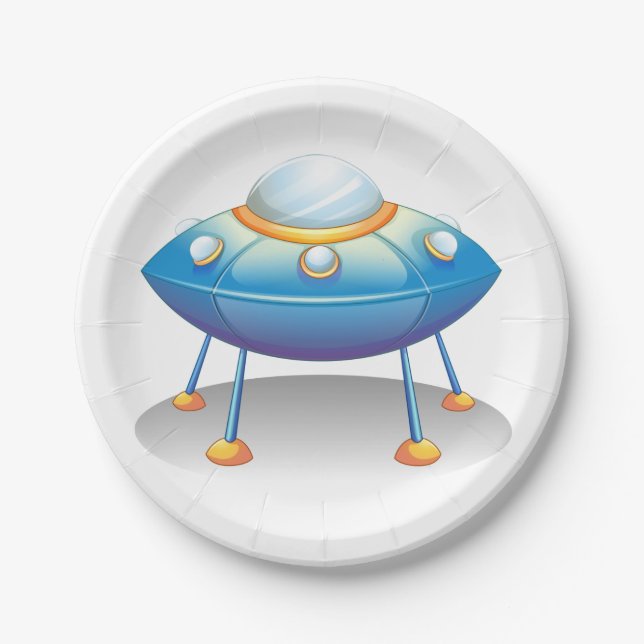 Flying Saucer UFO Paper Plate (Front)