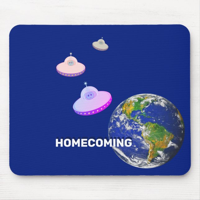 Flying saucers & your text mouse mat (Front)