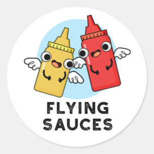 Flying Sauces Funny Food Pun  Classic Round Sticker