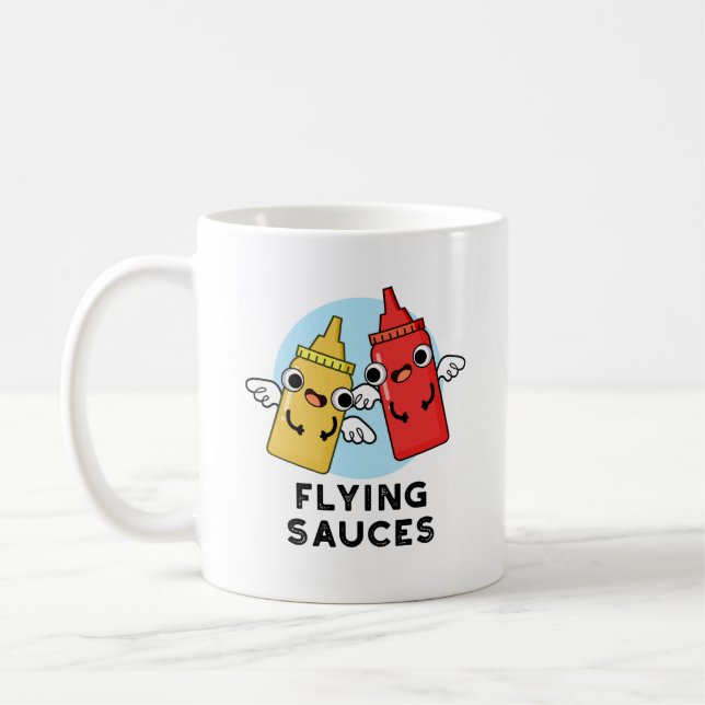 Flying Sauces Funny Food Pun  Coffee Mug (Left)