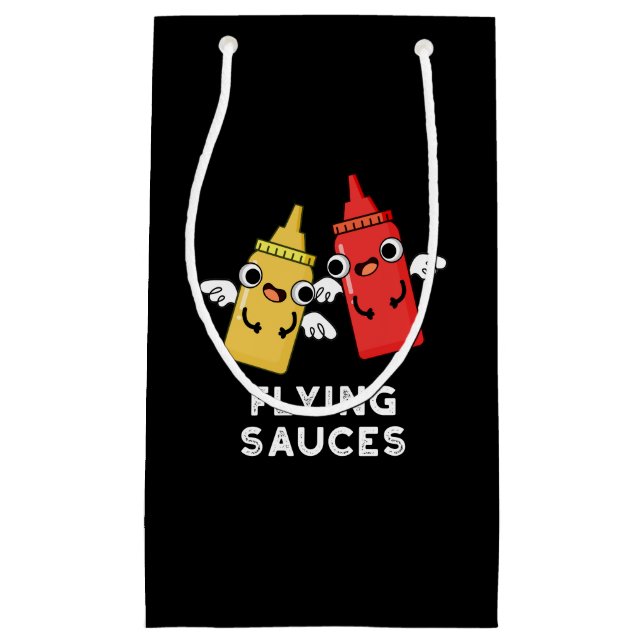 Flying Sauces Funny Food Pun Dark BG Small Gift Bag (Front)