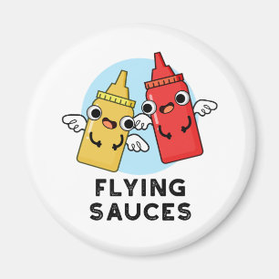 Flying Sauces Funny Food Pun Magnet