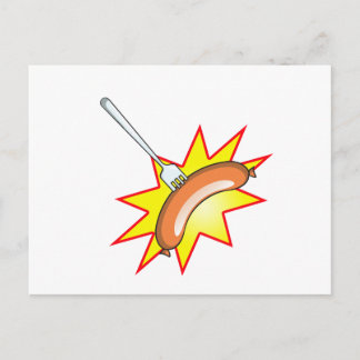 Flying sausage - food fight postcard