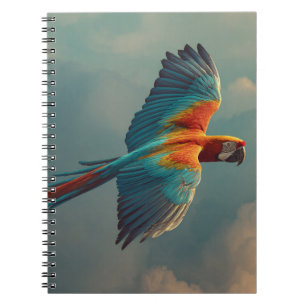Flying Scarlet Macaw Sunset Sky Art Notebook