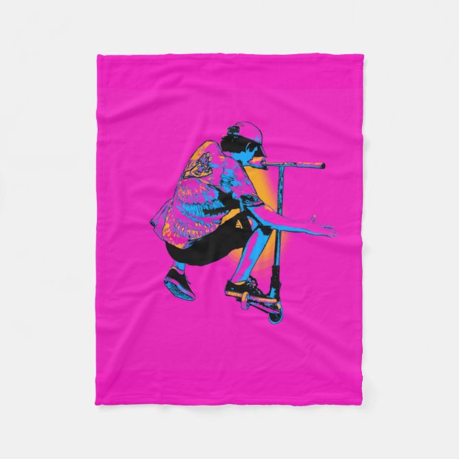 Flying Scooter Pro - Stunt Scooter Boy Fleece Blanket (Front)