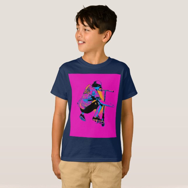 Flying Scooter Pro - Stunt Scooter Boy T-Shirt (Front Full)