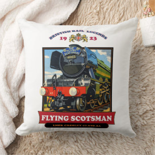 Flying Scotsman 4472 Steam Locomotive Retro Poster Cushion