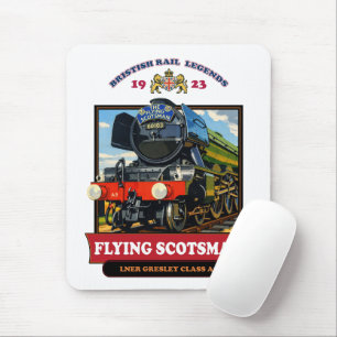 Flying Scotsman 4472 Steam Locomotive Retro Poster Mouse Mat