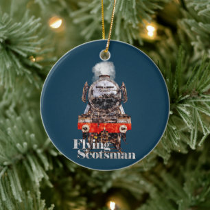 Flying Scotsman – Steam Locomotive Illustration Ceramic Tree Decoration