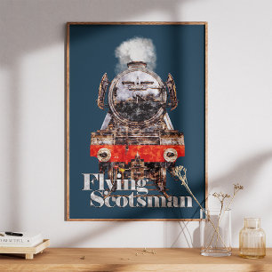 Flying Scotsman – Steam Locomotive Illustration Photo Print