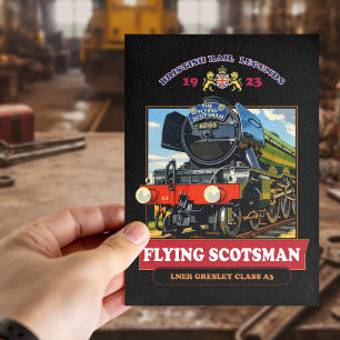 Flying Scotsman Steam Locomotive Vintage Poster Postcard