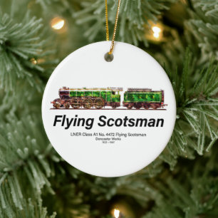 Flying Scotsman Steam Train English Locomotive Ceramic Tree Decoration