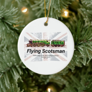 Flying Scotsman Steam Train English Locomotive Ceramic Tree Decoration