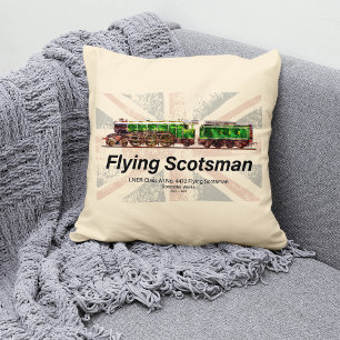Flying Scotsman Steam Train English Locomotive  Cushion