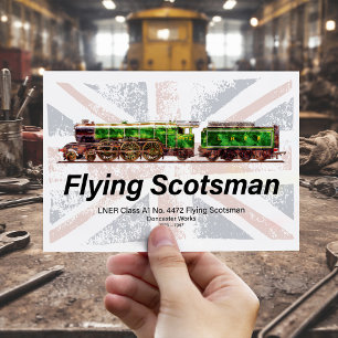 Flying Scotsman Steam Train English Locomotive  Postcard