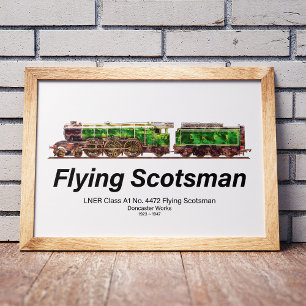 Flying Scotsman Steam Train English Locomotive Poster