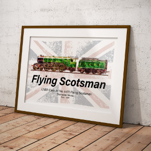 Flying Scotsman Steam Train English Locomotive Poster
