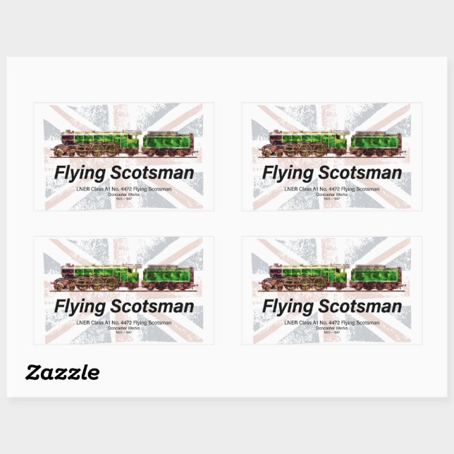 Flying Scotsman Steam Train English Locomotive  Rectangular Sticker (Sheet)