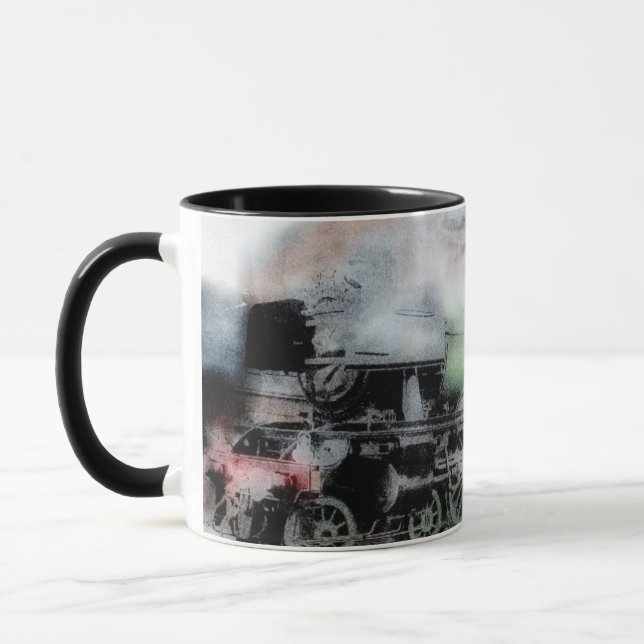 Flying Scotsman Steam Train Grunge Ceramic Mug (Left)