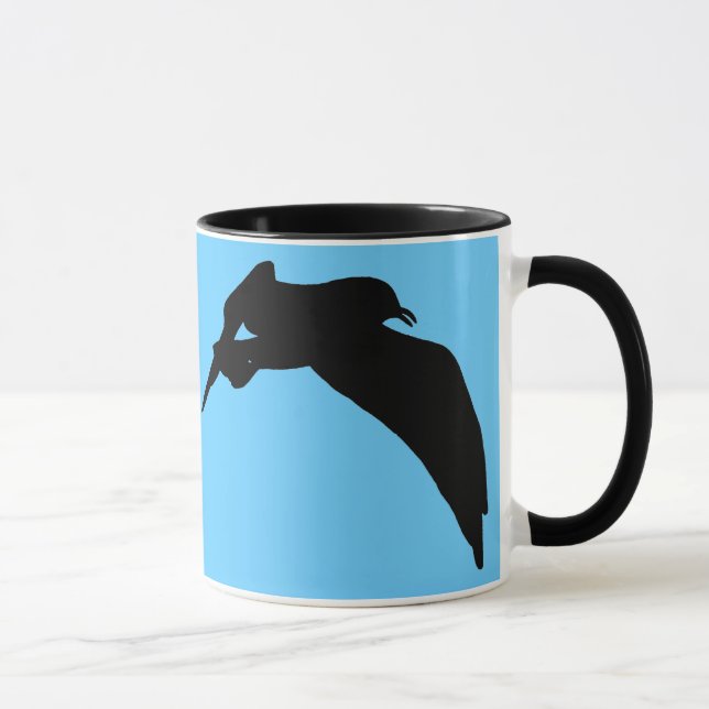 Flying Sea Gull Black Silhouette Customisable Mugs (Right)