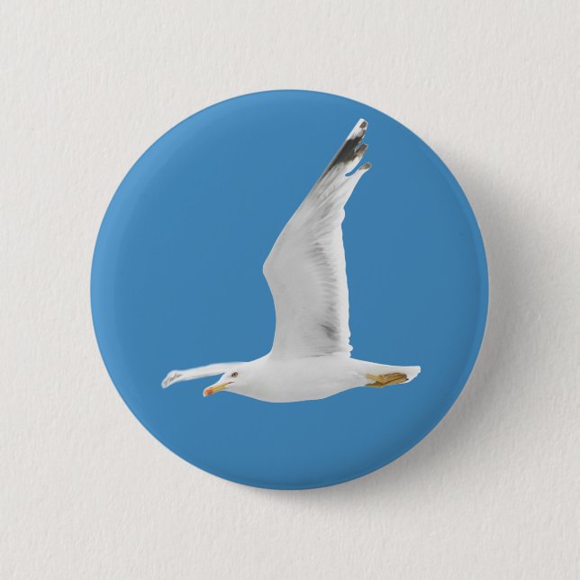 Flying seagull 6 cm round badge (Front)