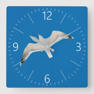Flying seagull square wall clock