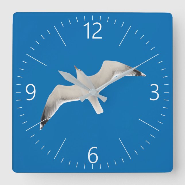 Flying seagull square wall clock (Front)