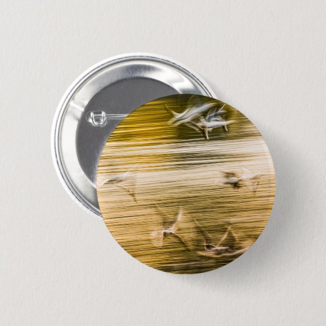 Flying seagulls - abstract 6 cm round badge (Front & Back)
