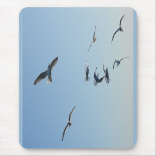 Flying Seagulls Coastal Ocean Bird Nature Desk Mouse Mat