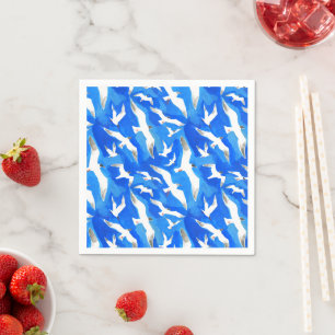 Flying seagulls on sky blue napkin