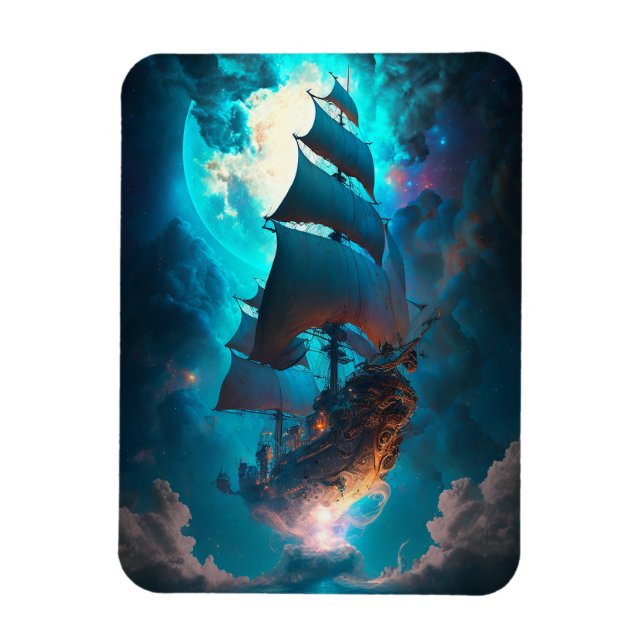 Flying Ship Fantasy Art Magnet (Vertical)