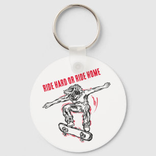 Flying Skater Doing Mid-Air Skateboarding Key Ring
