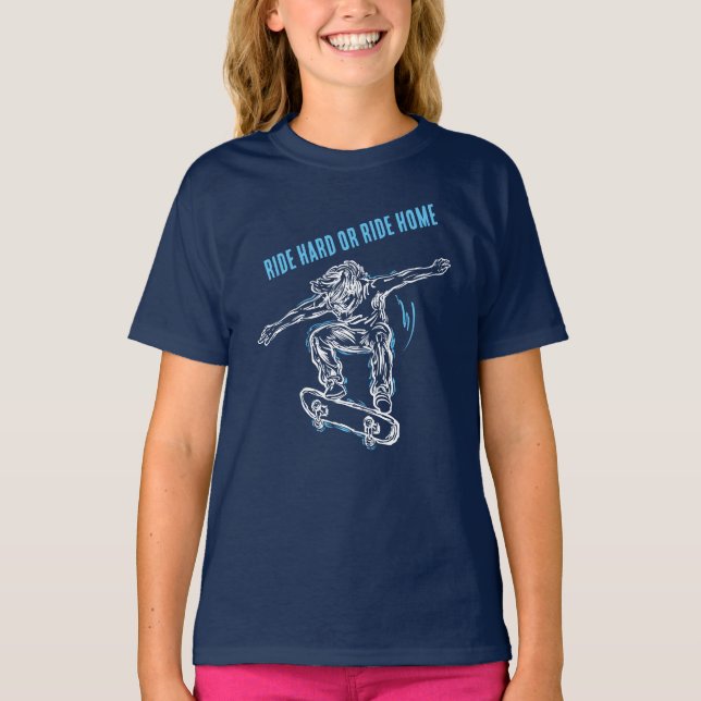 Flying Skater Doing Mid-Air Skateboarding T-Shirt (Front)