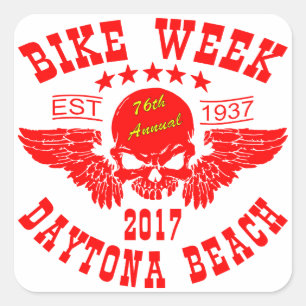 Flying Skull 76Th Daytona Beach Bike Week 2017r Square Sticker