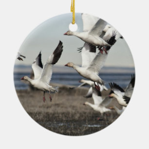 Flying Snow Geese Ceramic Tree Decoration