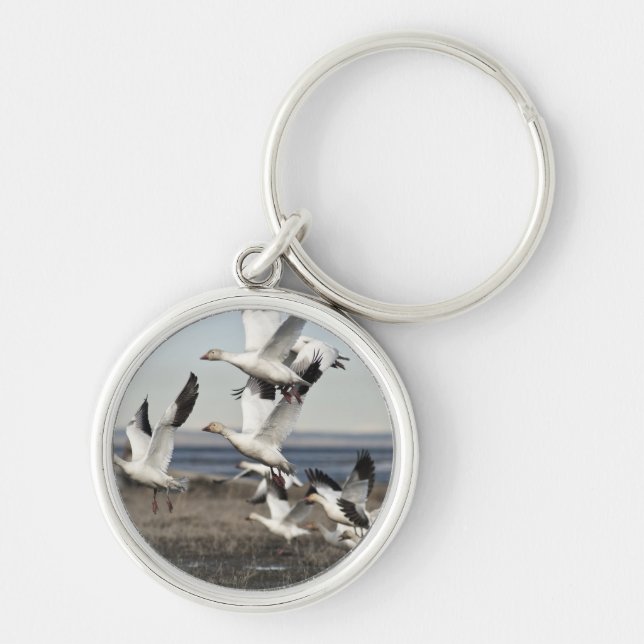 Flying Snow Geese Key Ring (Front)