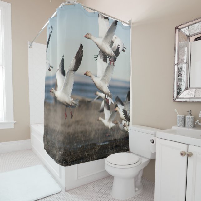Flying Snow Geese Shower Curtain (In Situ)