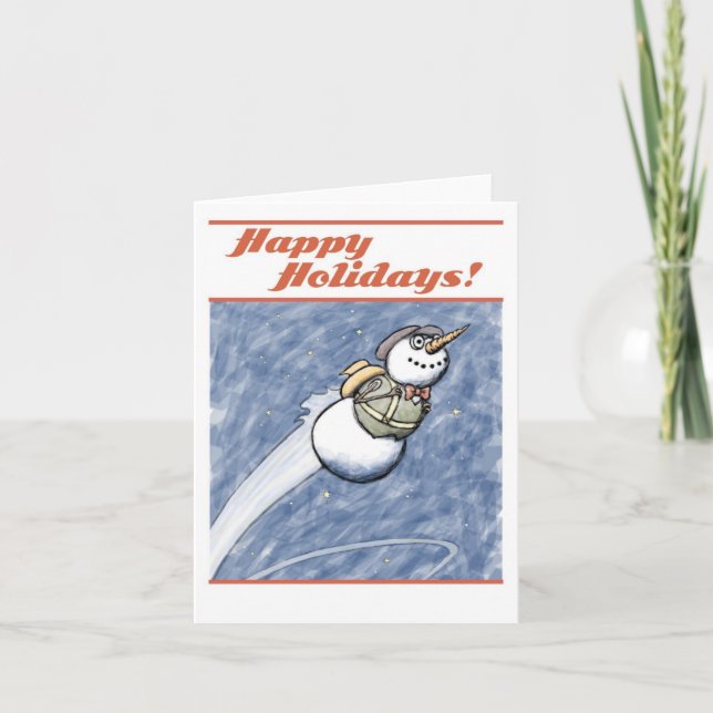 Flying Snowman Christmas Card (Front)